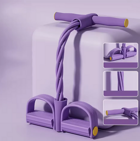 Elastic Pull Rope,6 Tube Sit-ups Strength Trainer with Foot Pedal